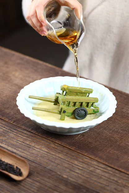 Gohobi Yixing Purple Clay Bamboo Trolley Tea Pet – Handmade Tea Table Ornament