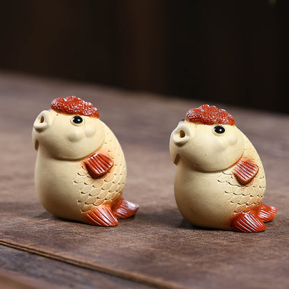 Gohobi Yixing Purple Clay Goldfish Tea Pet – Handmade Incense Holder Ornament