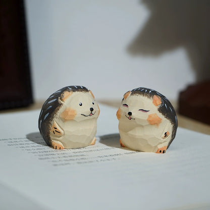 Gohobi Hand-Carved Mini Hedgehog Figurine