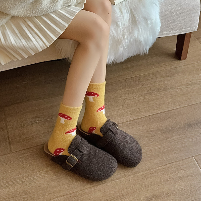 Gohobi Cozy Fleece-Lined Mushroom Socks
