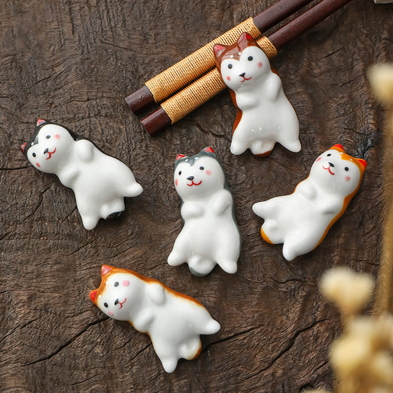 Gohobi Ceramic Lying Dog Chopstick Rest