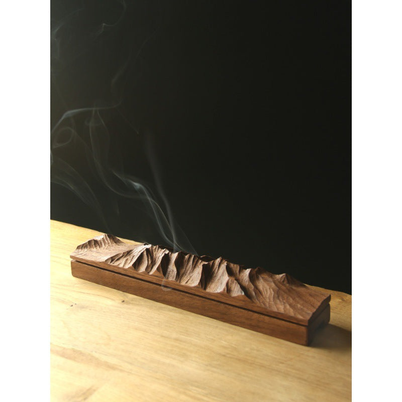 Gohobi Handcrafted Mountain-Shaped Solid Wood Incense Holder