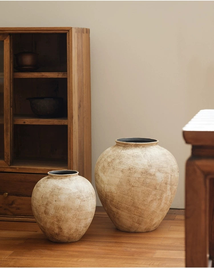 Gohobi Japanese Style Wabi-Sabi Stone Texture Large Ceramic Vase – Handmade Dried Flower Arrangement Vase