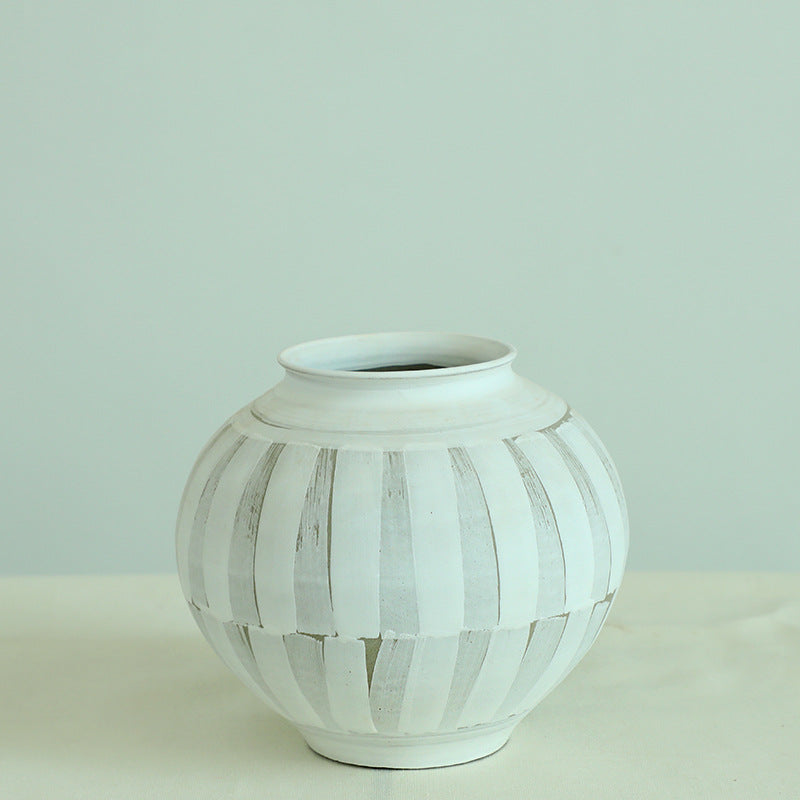 Gohobi Wabi-Sabi White Coarse Pottery Vase
