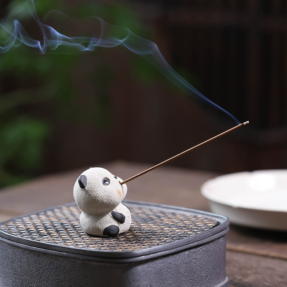 Gohobi Yixing Purple Clay Panda Tea Pet – Incense Holder and Lid Rest