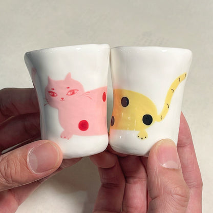 Gohobi x Little Diary Hand-Painted Cat Ceramic Coffee Cup