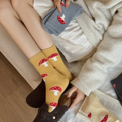 Gohobi Cozy Fleece-Lined Mushroom Socks