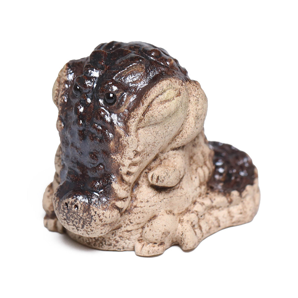 Gohobi Yixing Purple Clay Crocodile Tea Pet – Handmade Wealth Guardian Tea Table Ornament