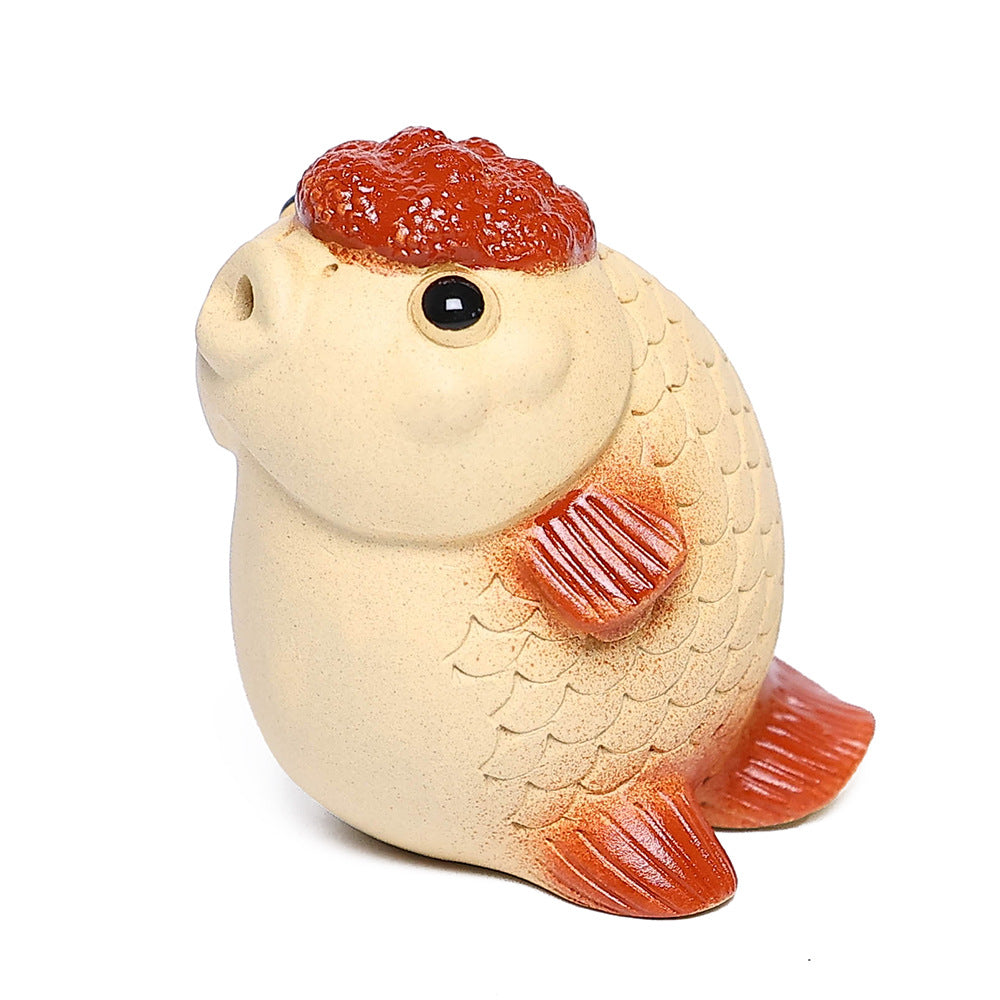 Gohobi Yixing Purple Clay Goldfish Tea Pet – Handmade Incense Holder Ornament