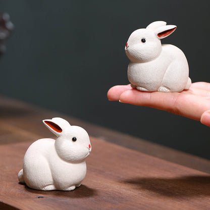 Gohobi Yixing Purple Clay Rabbit Tea Pet – Handmade Zodiac Bunny Tea Table Ornament
