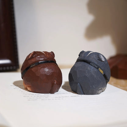 Gohobi Hand-Carved Wooden Puppy Figurine