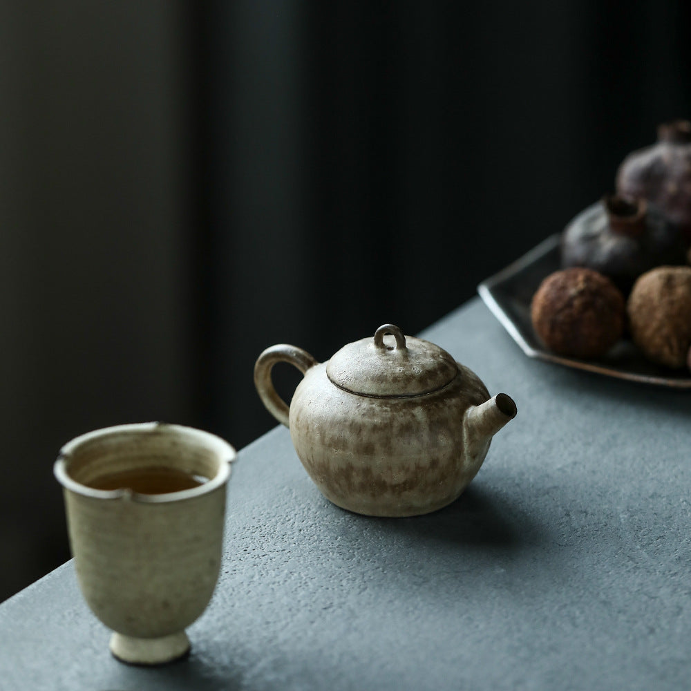 Gohobi Handmade Wood-fired White Paint Teapot