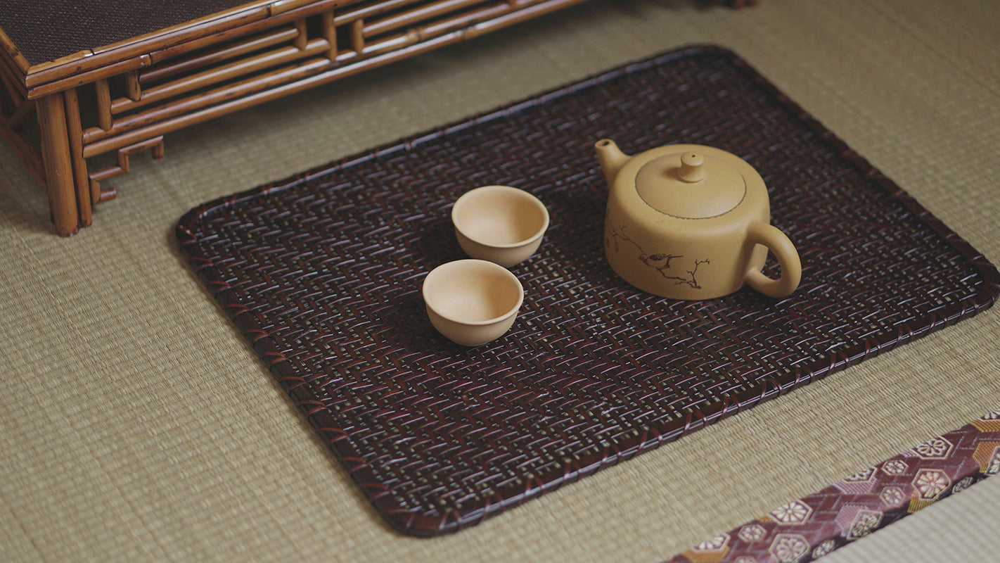 Gohobi Handmade Lacquered Bamboo Woven Tea Mat