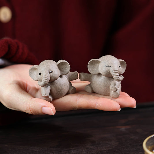 Gohobi Yixing Purple Clay Love Elephant Tea Pet – Handmade Lucky Ornament