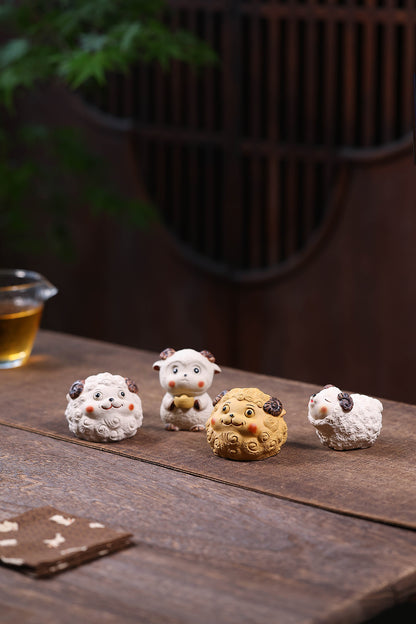 Gohobi Yixing Purple Clay Sheep Tea Pet – Handmade Sanyang Kaitai Ornament