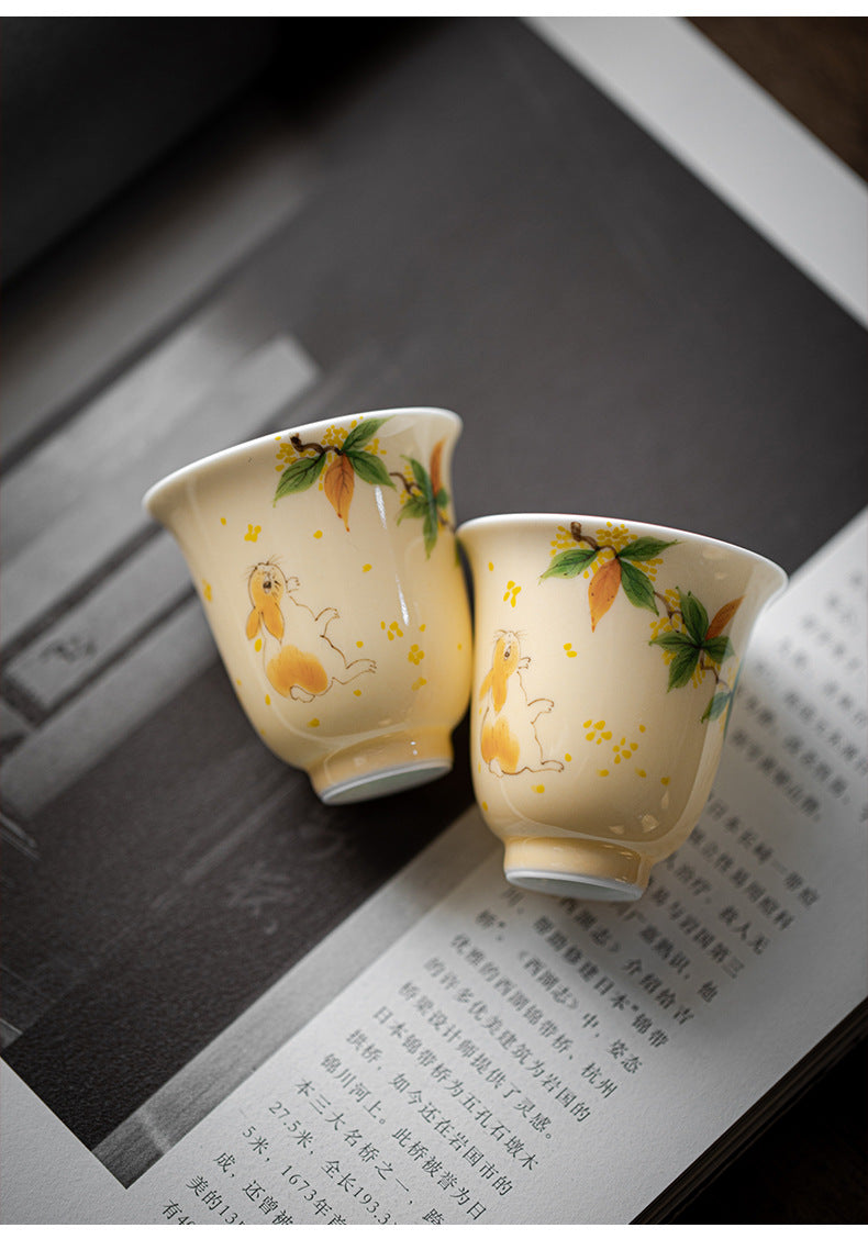 Gohobi Hand-Painted Osmanthus Ceramic Tea Cup