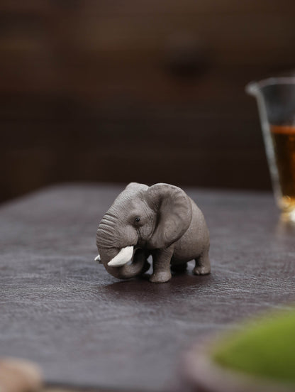 Gohobi Yixing Purple Clay Elephant Tea Pet – Handmade Lucky Tea Table Ornament