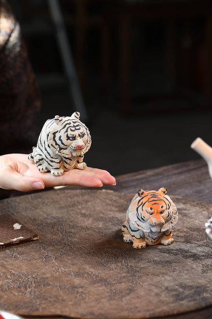 Gohobi Yixing Purple Clay Lucky Tiger Tea Pet – Hand-Painted Zisha Ornament