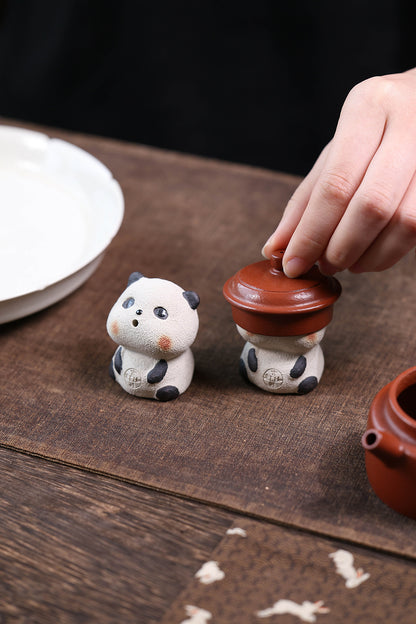 Gohobi Yixing Purple Clay Panda Tea Pet – Incense Holder and Lid Rest