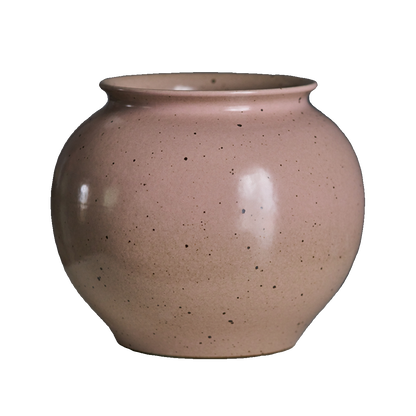 Gohobi Jingdezhen Handmade Pink Ceramic Vase – Wide Mouth Retro Coarse Pottery Flower Vase