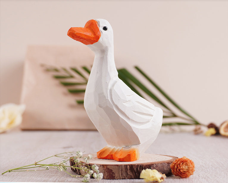 Gohobi Handcrafted Wooden White Duck Ornament