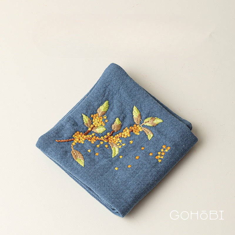 Embroidered tea towel household fabric tea party small square towel tea table towel rag new Chinese absorbent pot towel tea cloth