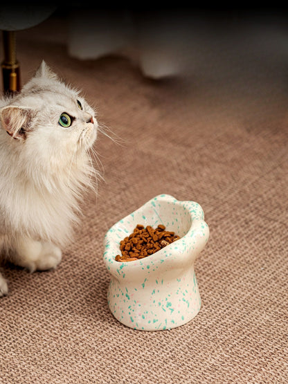 Gohobi Cat Paw Raised Ceramic Pet Bowl