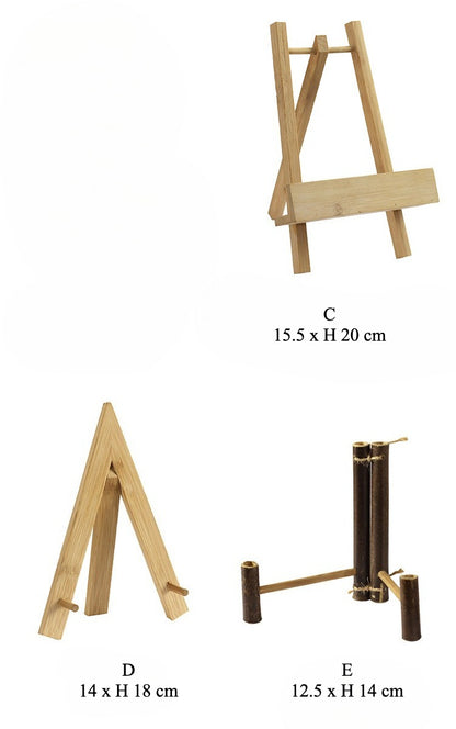 Gohobi Bamboo Pu'er Tea Cake Display Stand – Triangular Easel Shelf for Tea Ceremony Display