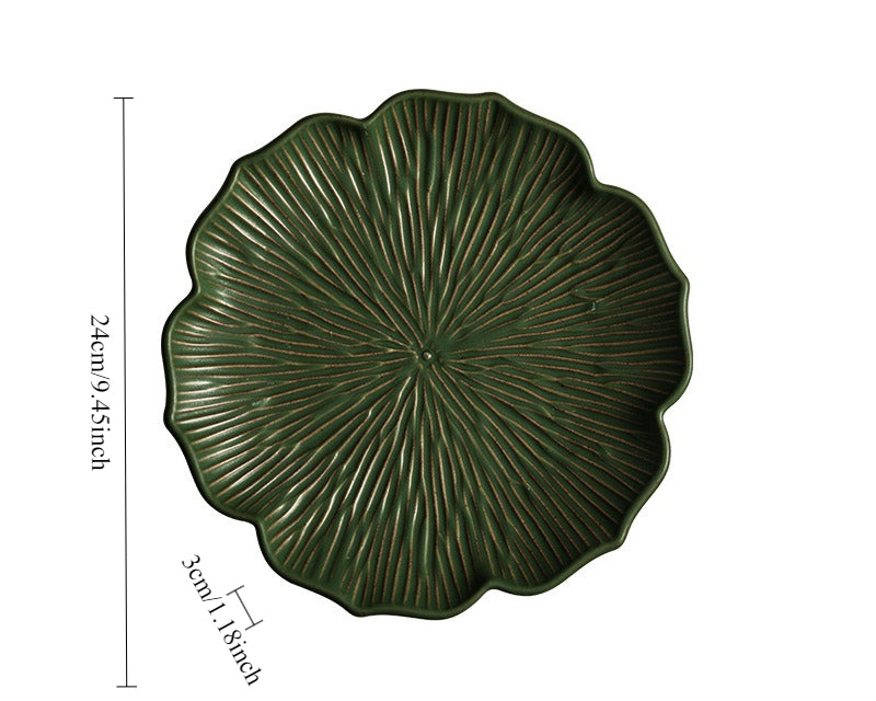 Gohobi Japanese Style Lace Ceramic Plate – Handmade Coarse Pottery Pasta and Tea Plate