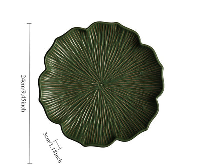 Gohobi Japanese Style Lace Ceramic Plate – Handmade Coarse Pottery Pasta and Tea Plate