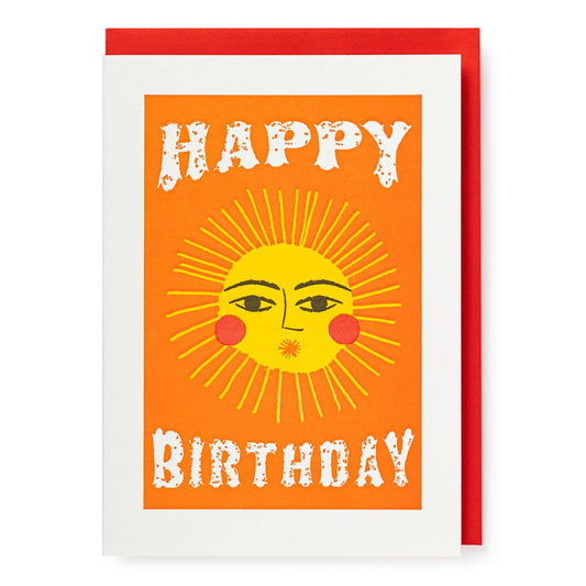 Archivist Gallery Happy Birthday Sun | Letterpress Cards | Greeting Card | Large Cards [Made in the UK]