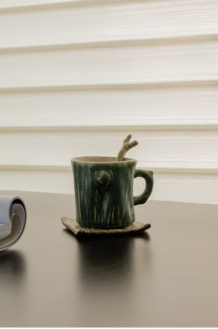 Gohobi Rustic Ceramic Coffee Cup & Saucer Set