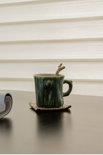 Gohobi Rustic Ceramic Coffee Cup & Saucer Set