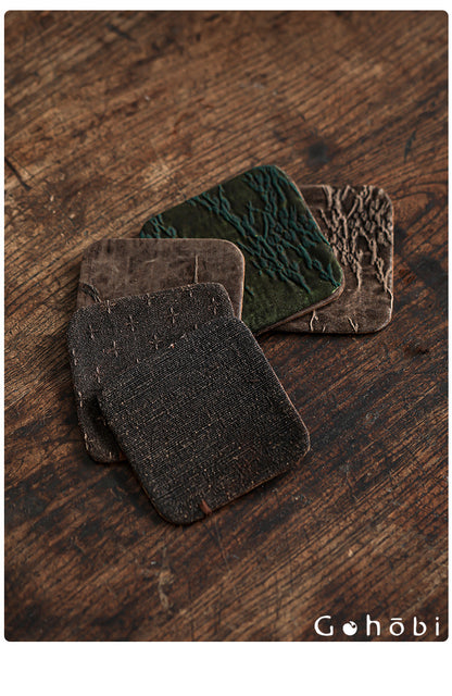 Gohobi Xiangyun Silk Tea Coaster – Handmade Tussah Silk Square Tea Mat Heat Insulation Pad