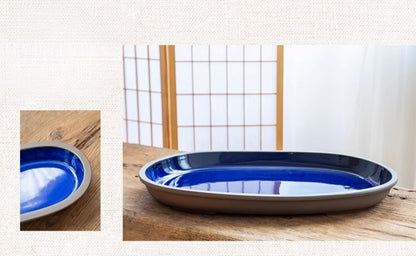 Gohobi Extra Large Oval Ikebana Bowl – Japanese Ceramic Flower Arrangement Vessel