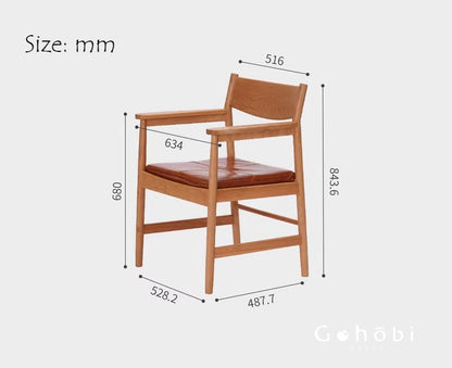 Gohobi Handmade Solid Wood Curved Armchair – Study Chair Office Seat Leisure Home Bedroom Chair | FSC Certified Furniture