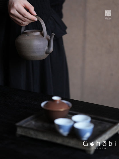 [賦山敘 x Gohobi] Gohobi Old Rock Clay Teapot with Lifting Beam – Chaoshan Gongfu Tea Kettle for Open Flame