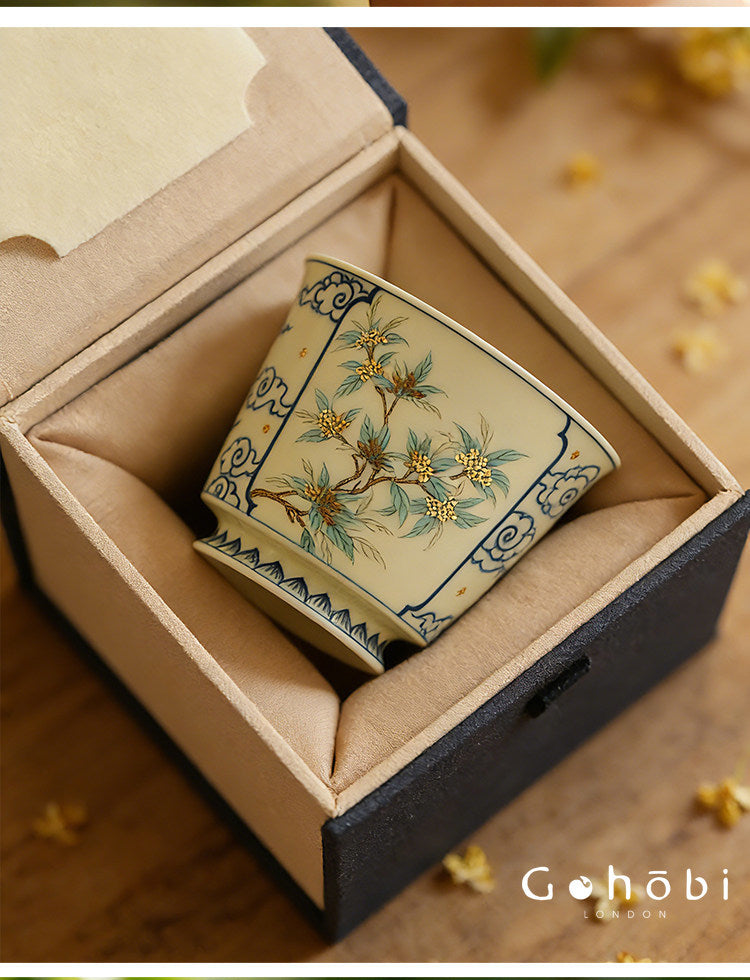 Gohobi Jingdezhen Blue and White Porcelain Gaiwan or Teacup – Hand-Painted Ceramic Tea Ware