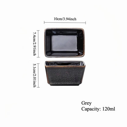 Gohobi Iridescent Kiln-Change Rectangular Ceramic Sauce Bowl