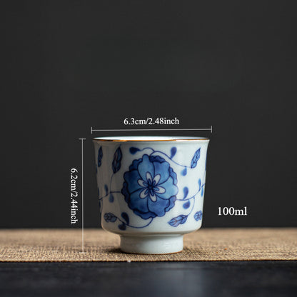Gohobi Blue and White Twining Lotus Fu Gui Cup