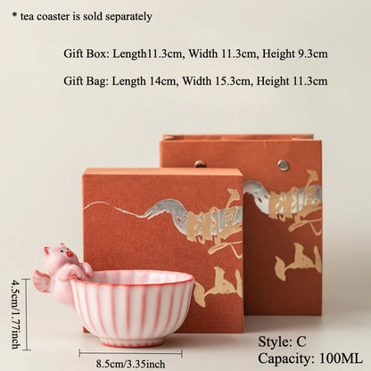 Gohobi Flying Pig Ceramic Teacup (tea coaster is sold separately)