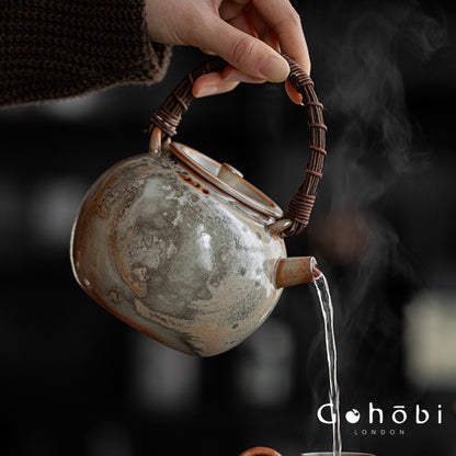 Gohobi Shino Kiln-Transformed Rattan Beam Teapot – Large Household Brewing Kettle
