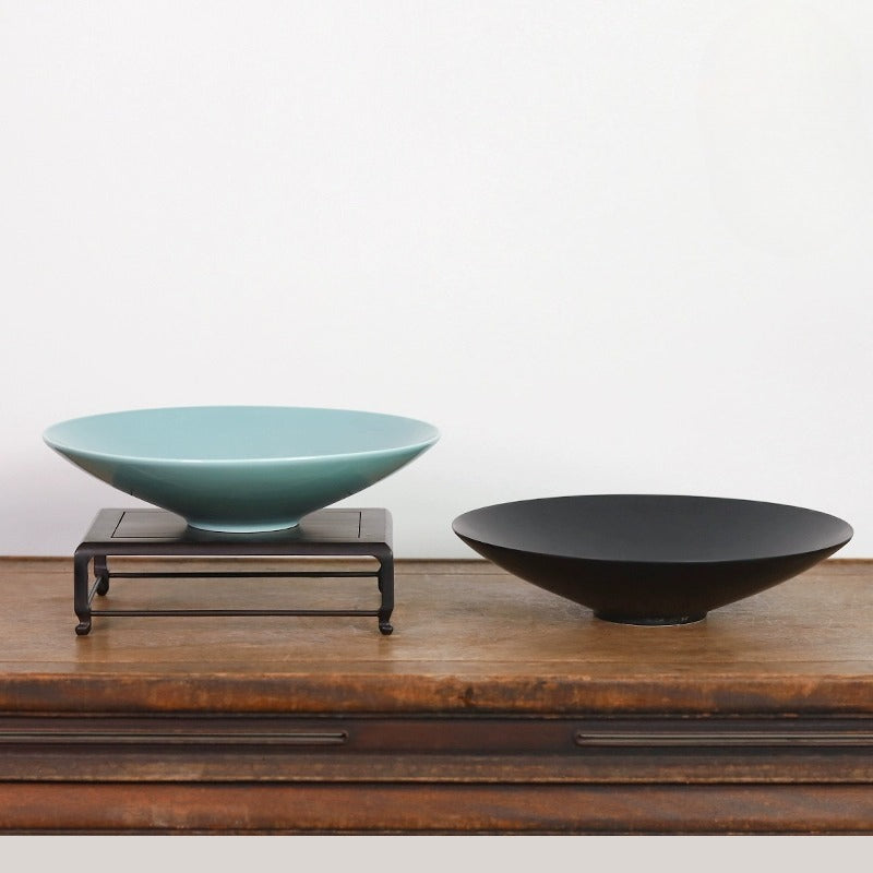 Gohobi Ikebana Ceramic Flower Bowl – Minimalist Flower Arrangement Water Plate