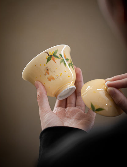 Gohobi Hand-Painted Osmanthus Rabbit Gaiwan