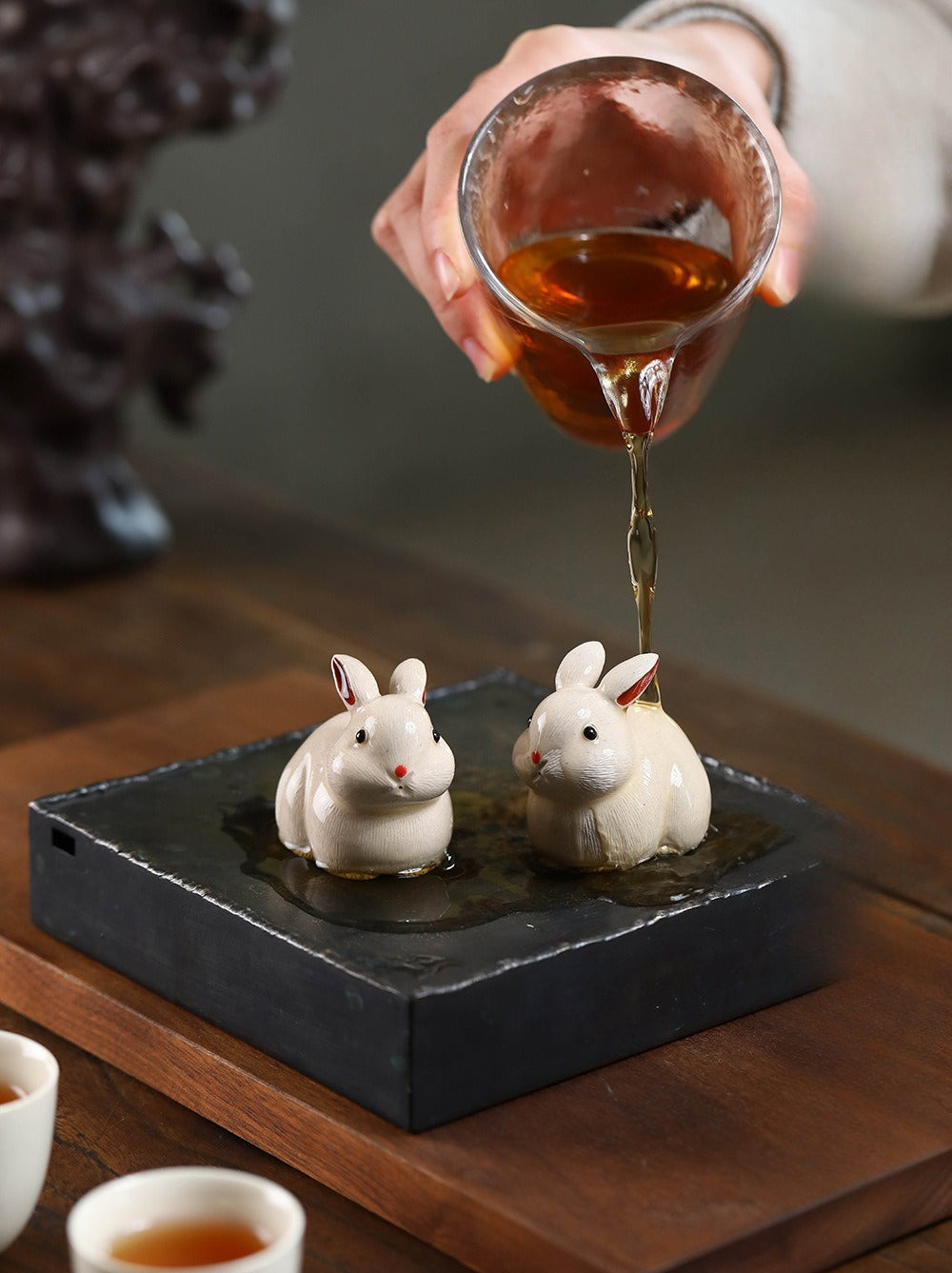 Gohobi Yixing Purple Clay Rabbit Tea Pet – Handmade Zodiac Bunny Tea Table Ornament