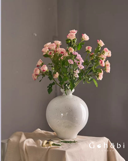 Gohobi Jingdezhen Handmade Ceramic Vase – Coarse Pottery Retro Spherical Flower Vase