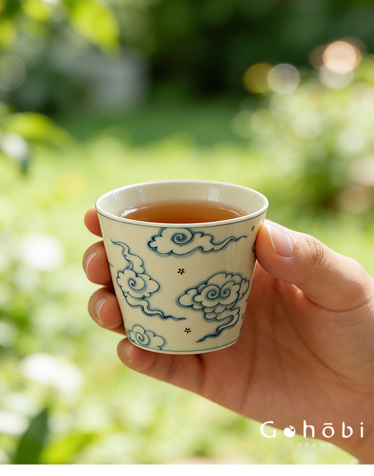 Gohobi Jingdezhen Blue and White Porcelain Gaiwan or Teacup – Hand-Painted Ceramic Tea Ware