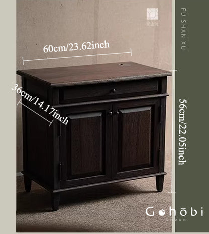 [賦山敘 x Gohobi] Gohobi Shanghai Style Teak Tea Cabinet – Solid Wood Retro Tea Table Side Cabinet