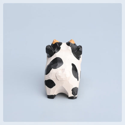 Gohobi Hand-Carved Wooden Cow Figurine