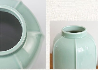 Gohobi Celadon Ikebana Vase – Japanese Style Ceramic Flower Arrangement Vessel